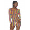 Rainbow Fishnet Mini Dress