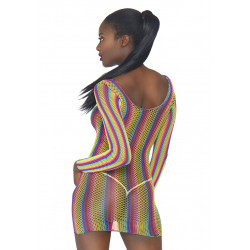 Rainbow Fishnet Mini Dress