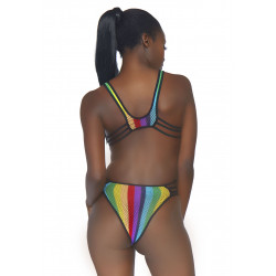 Rainbow Fishnet Bodysuit