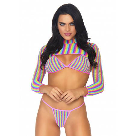 Rainbow Top With String And Crop Top