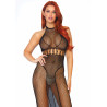 Halter Duel Net Backless Dress