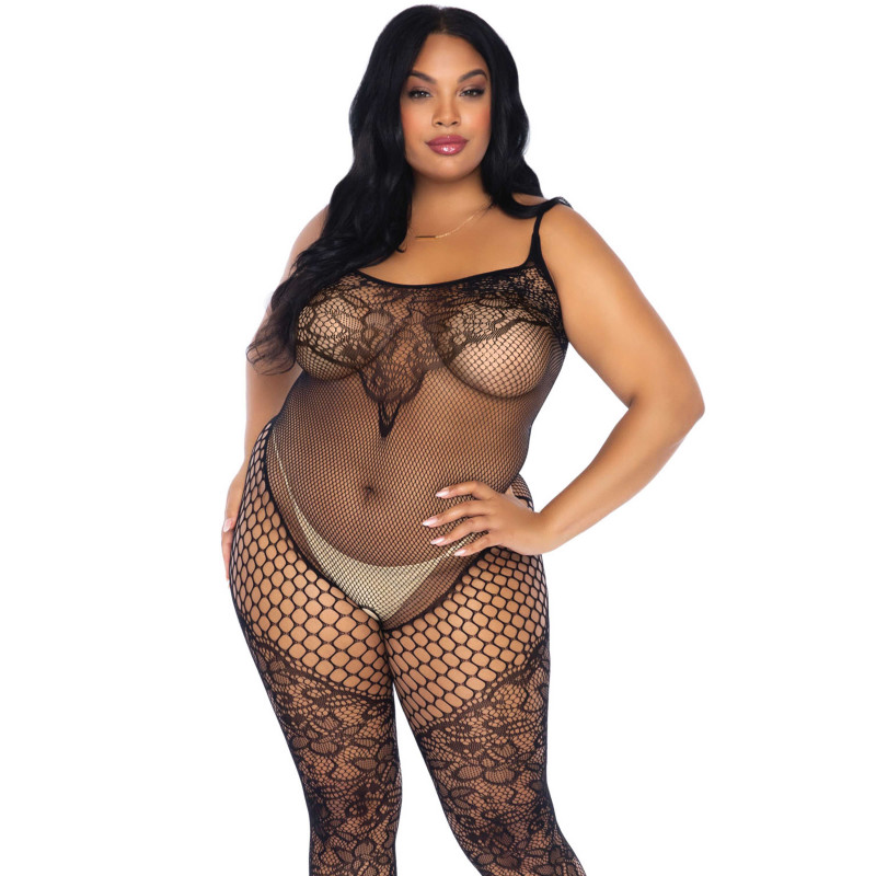 Lace And Net Tank Bodystocking +