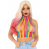 Rainbow Net High Neck Crop Top